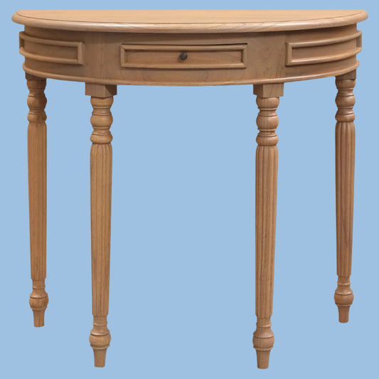 EMERY SOLID WHITE CEDAR HALF MOON CONSOLE TABLE/HALL TABLE 83CM - NATURAL - MyChocolateWood