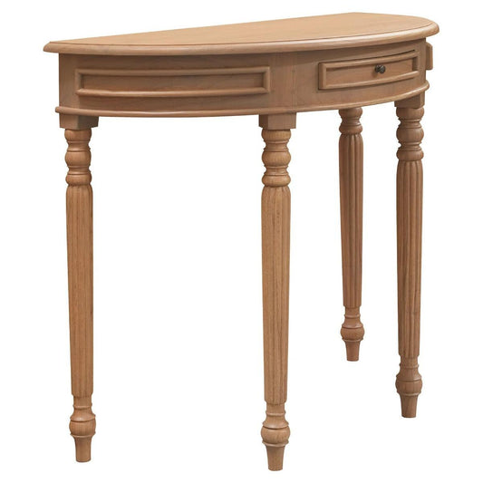 EMERY SOLID WHITE CEDAR HALF MOON CONSOLE TABLE/HALL TABLE 83CM - NATURAL - MyChocolateWood