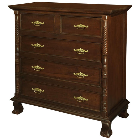 ORLIA SOLID MAHOGANY 5 DRAWER TALLBOY IN MAHOGANY COLOUR - MyChocolateWood
