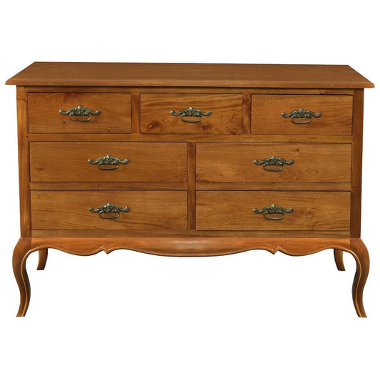 ELODIE 7 DRAWER DRESSER/CHEST OF 7 DRAWERS IN SOLID MAHOGANY - LIGHT PECAN - MyChocolateWood