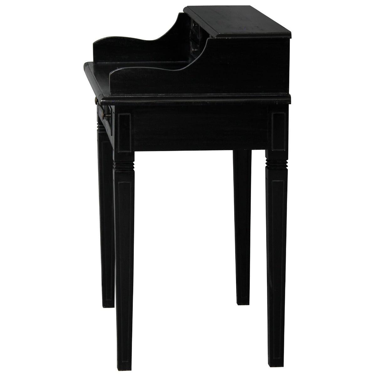 GLASMERE SOLID MAHOGANY TIMBER 6 DRAWER SECRETARY DESK - BLACK - MyChocolateWood