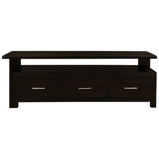 PARIS SOLID MAHOGANY TIMBER EXTENSION TV UNIT 3 DRAWERS- CHOCOLATE - MyChocolateWood