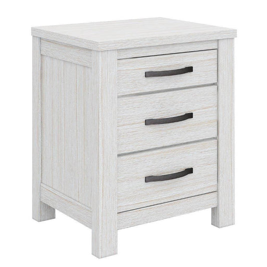 MANLY 50CM 3 DRAWERS BEDSIDE TABLE IN BRUSHED WHITEWASH - MyChocolateWood