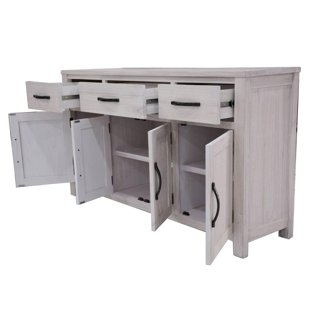 MANLY 158CM 4 DOORS/3 DRAWERS BUFFET/SIDEBOARD IN BRUSHED WHITEWASH - MyChocolateWood