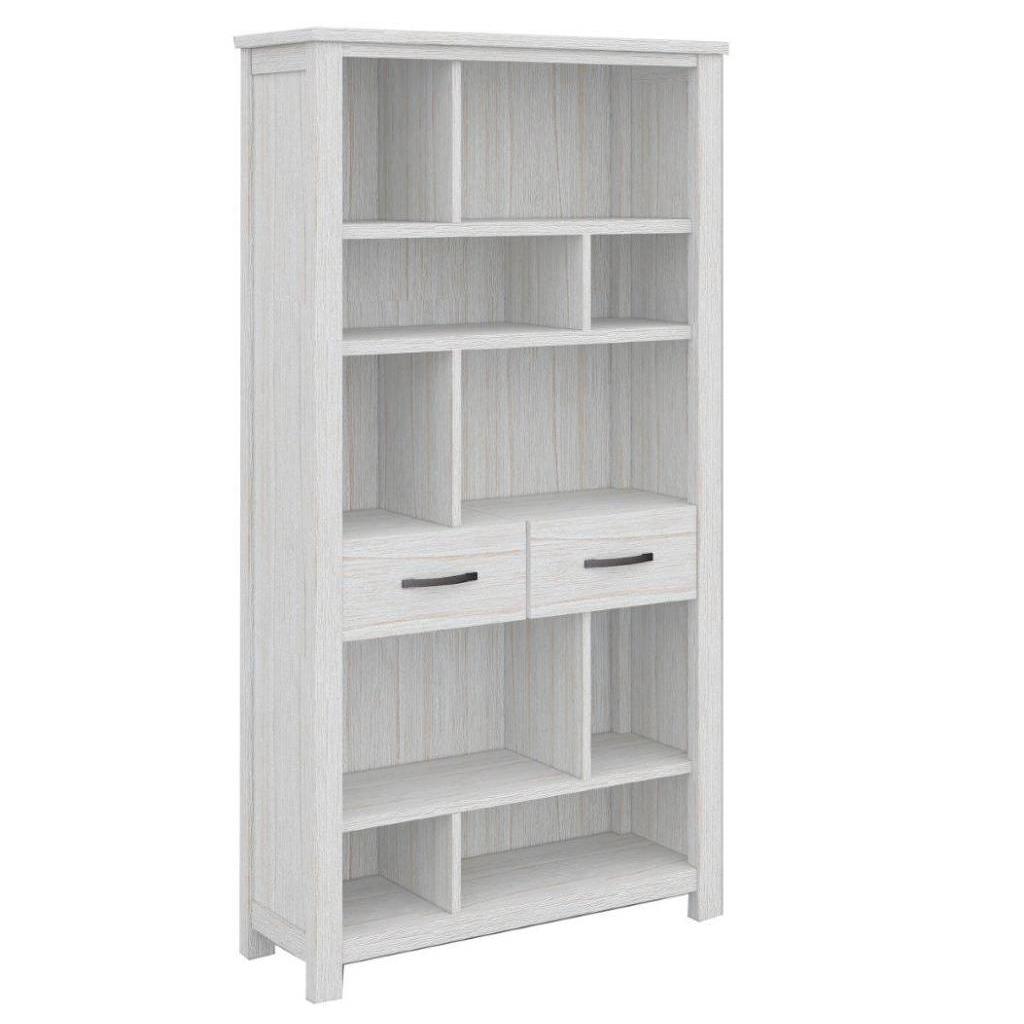 MANLY ABSTRACT BOOKCASE/DISPLAY UNIT IN BRUSHED WHITEWASH - MyChocolateWood