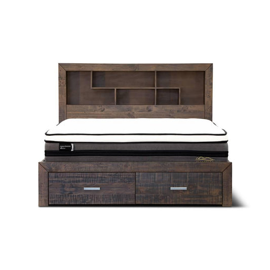 ASHGAR KING SIZE BED + TALLBOY + 2 X BEDSIDE TABLES IN GREY STONE PACKAGE DEAL - MyChocolateWood