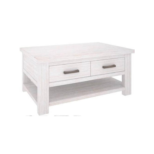 ATLANTA HAMPTONS SOLID ACACIA TIMBER COFFEE TABLE WITH 2 DRAWERS - MyChocolateWood