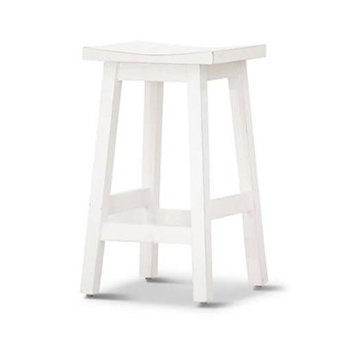 PAPAYA SOLID MANGO WOOD STOOL WHITE - MyChocolateWood