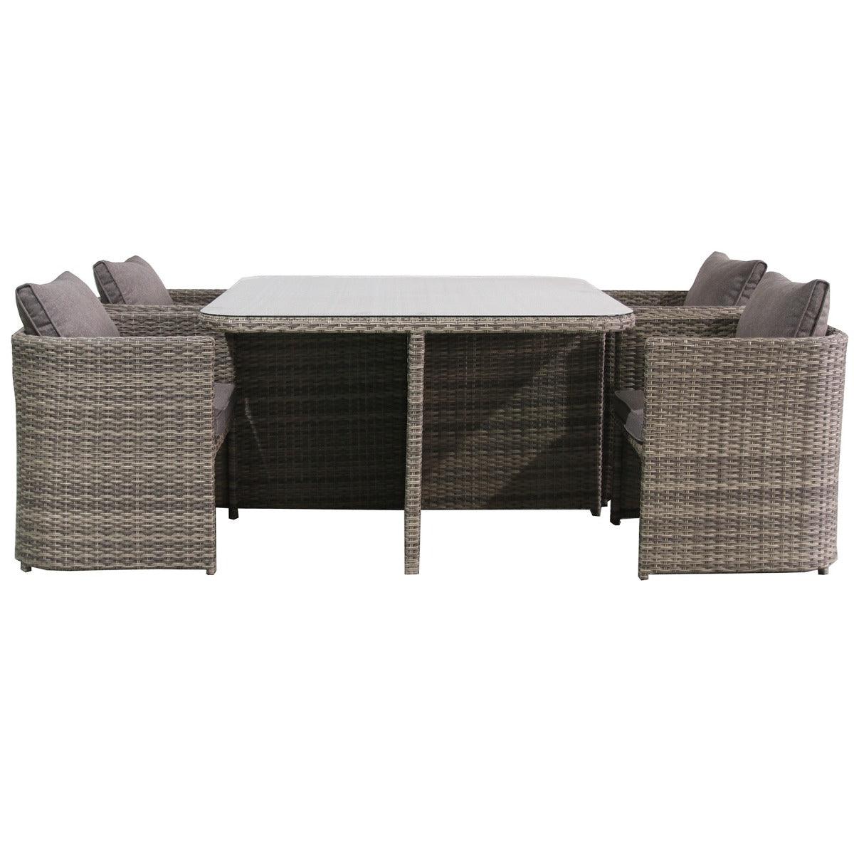 MARIELLA 5 PIECE WICKER BALCONY DINING SET 120CM