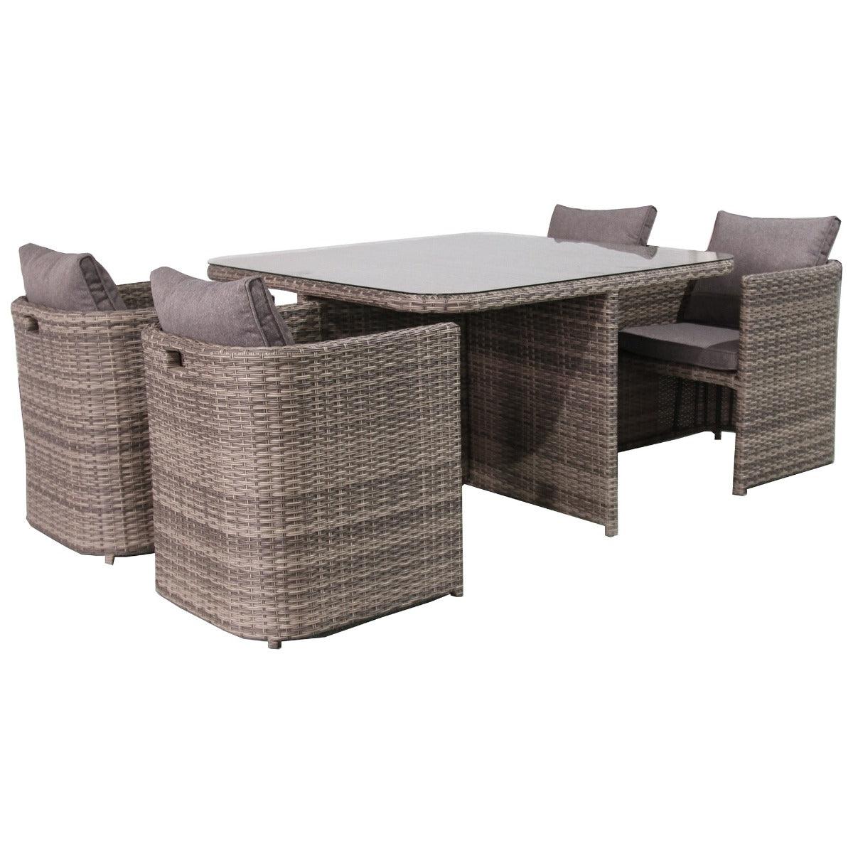MARIELLA 5 PIECE WICKER BALCONY DINING SET 120CM
