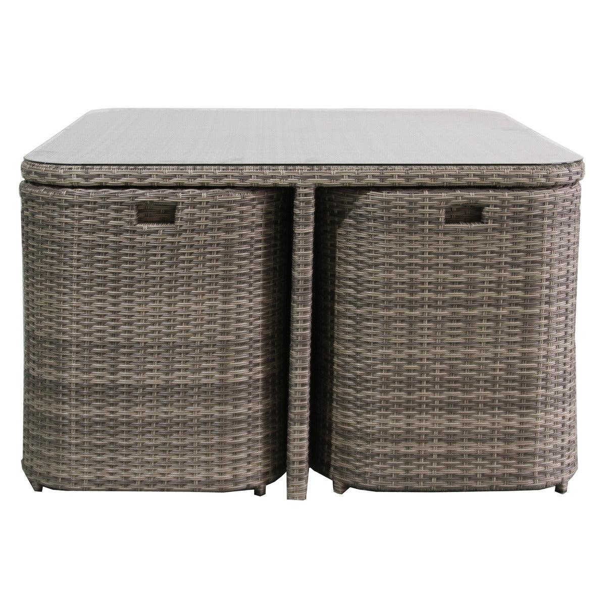 MARIELLA 5 PIECE WICKER BALCONY DINING SET 120CM