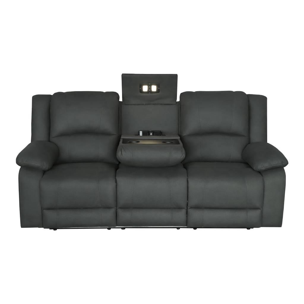 DORVAL 3-SEATER ELECTRIC RECLINER WITH CONSOLE SOFA ONYX - MyChocolateWood