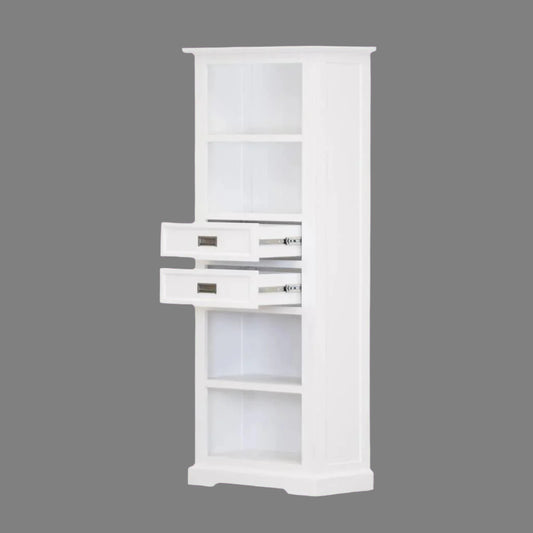 ANIKA SOLID ACACIA WOOD BOOKCASE IN VIVID WHITE - MyChocolateWood