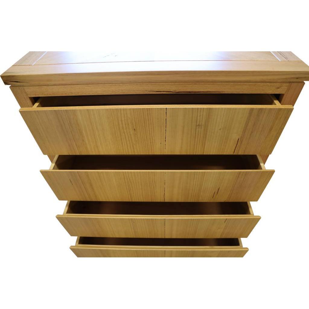 VALANCE TASSIE OAK TALLBOY/CHEST OF DRAWERS IN NATURAL CLEAR LAQUER - FLOOR STOCK CLEARANCE