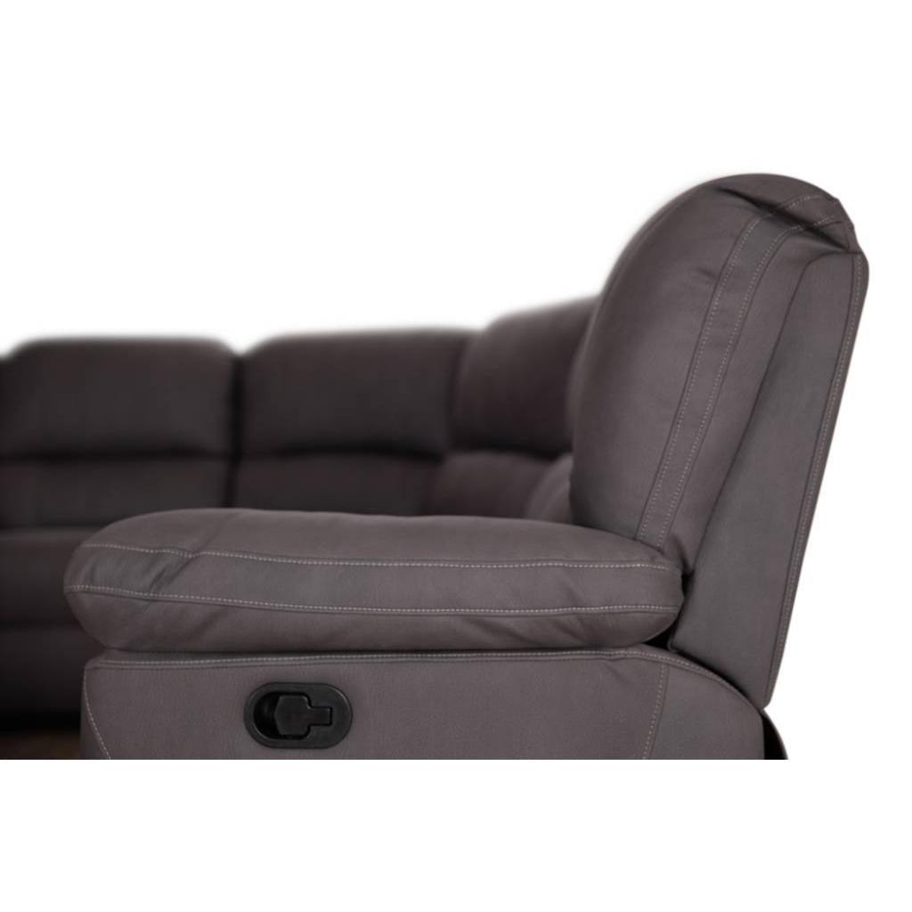 VERNON RHINO FABRIC CORNER MODULAR WITH BOTH END RECLINERS LOUNGE IN COFFEE