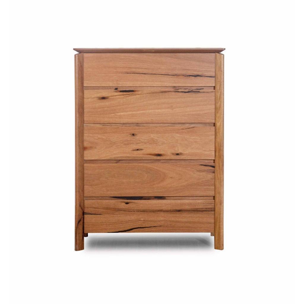 BUNGARRA 5 DRAWER TALLBOY IN MARRI WOOD - NATURAL - MyChocolateWood
