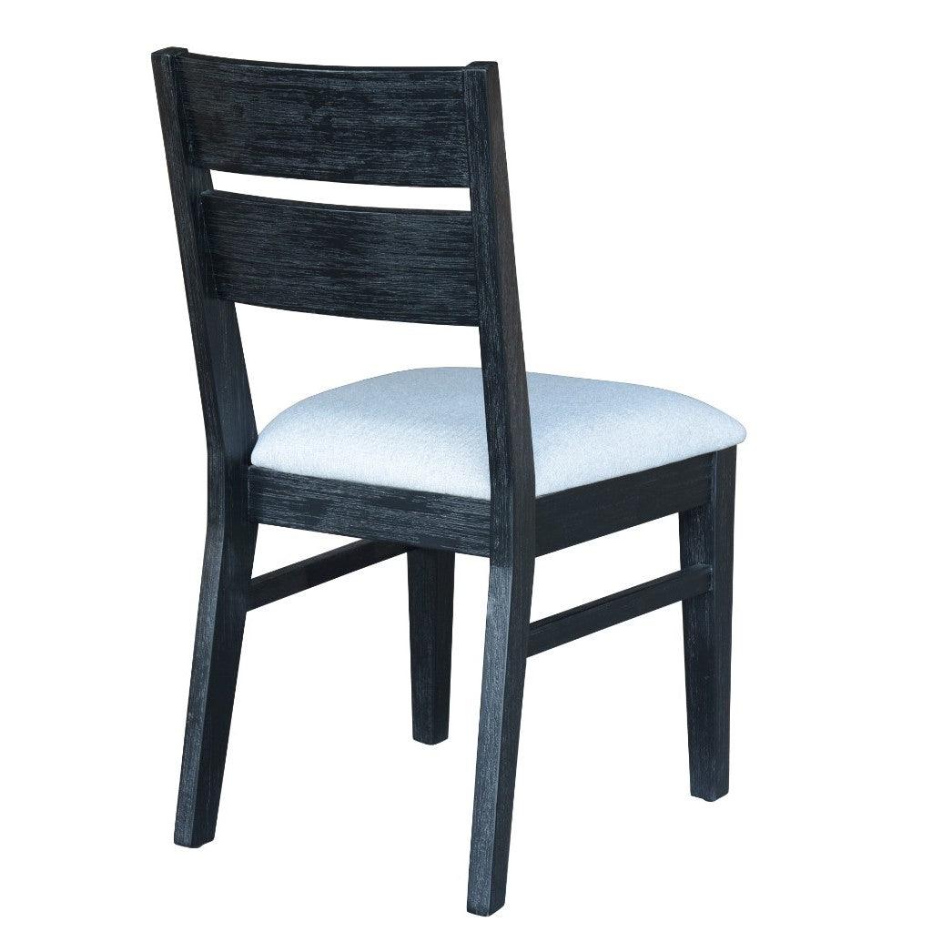 ELIJAH BRUSHED BLACK ACACIA TIMBER 7-PIECE DINING SET 1 TABLE 180CM + 6 DINING CHAIRS
