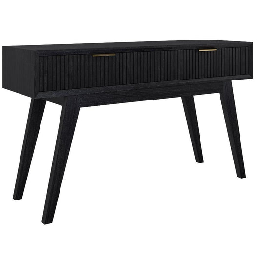 ELIJAH ACACIA WOOD CONSOLE TABLE/HALL TABLE 2 DRAWERS IN BRUSHED BLACK ACACIA - MyChocolateWood