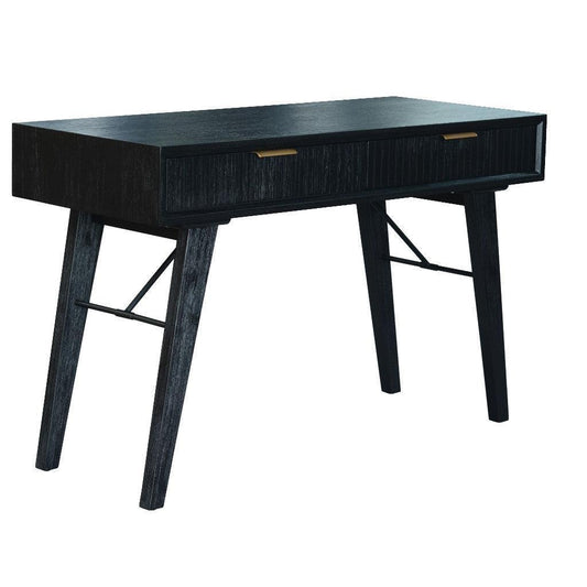 ELIJAH ACACIA WOOD 2 DRAWER DESK IN BRUSHED BLACK ACACIA - MyChocolateWood
