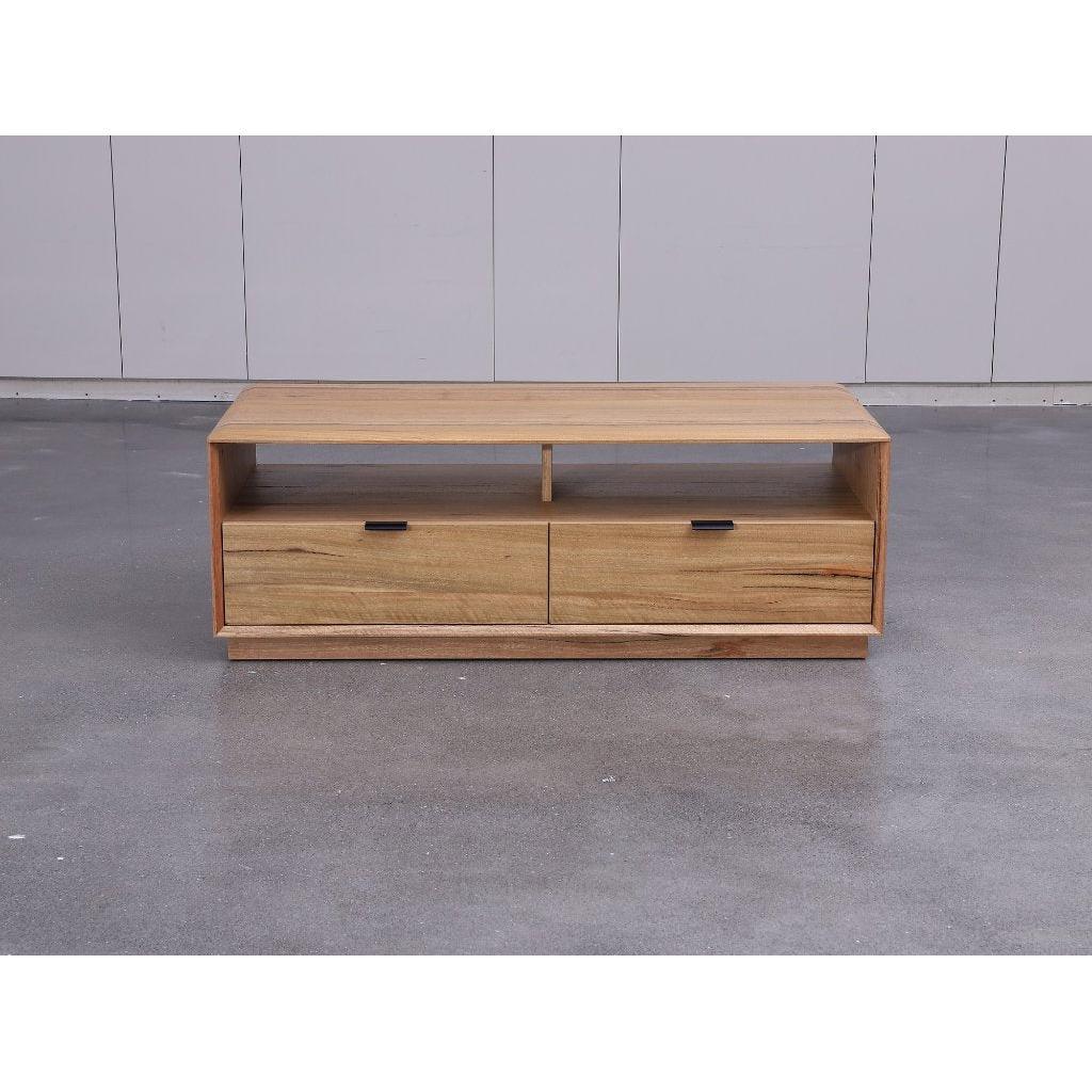 TAMWORTH SOLID MARRI WOOD COFFEE TABLE 2 DRAWERS - NATURAL - MyChocolateWood