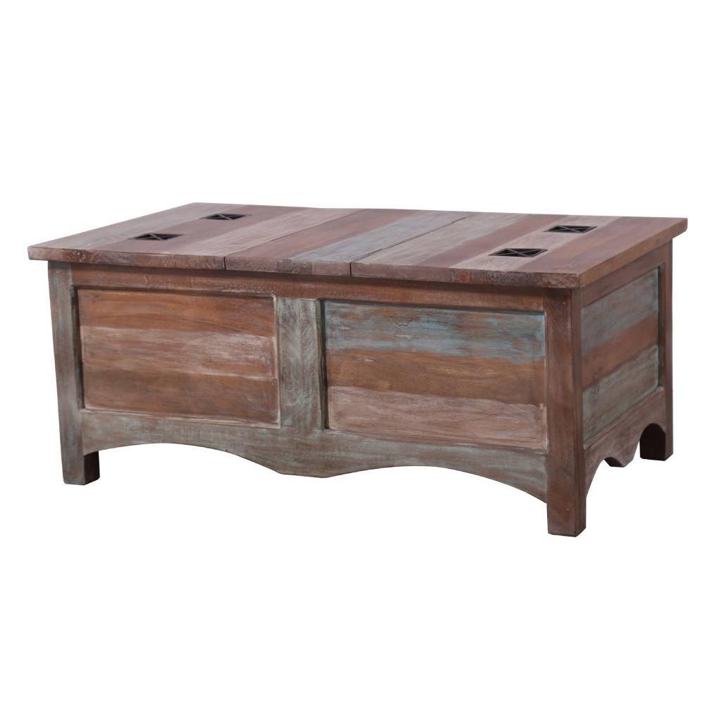 JAMILASOLID MANGO WOOD VINTAGE STYLE INDIAN COFFEE TABLE I MULTI COLOURED - MyChocolateWood