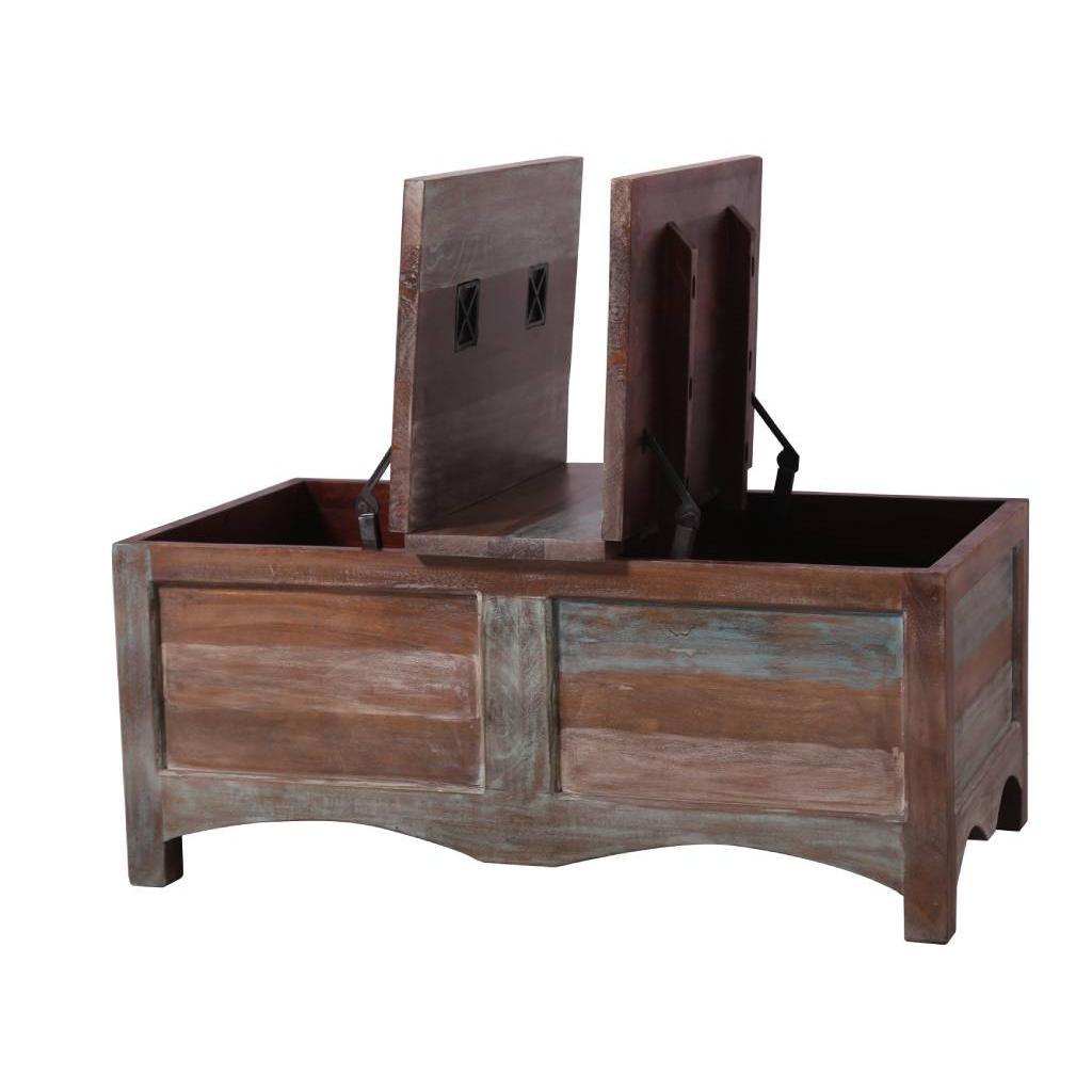 JAMILASOLID MANGO WOOD VINTAGE STYLE INDIAN COFFEE TABLE I MULTI COLOURED - MyChocolateWood