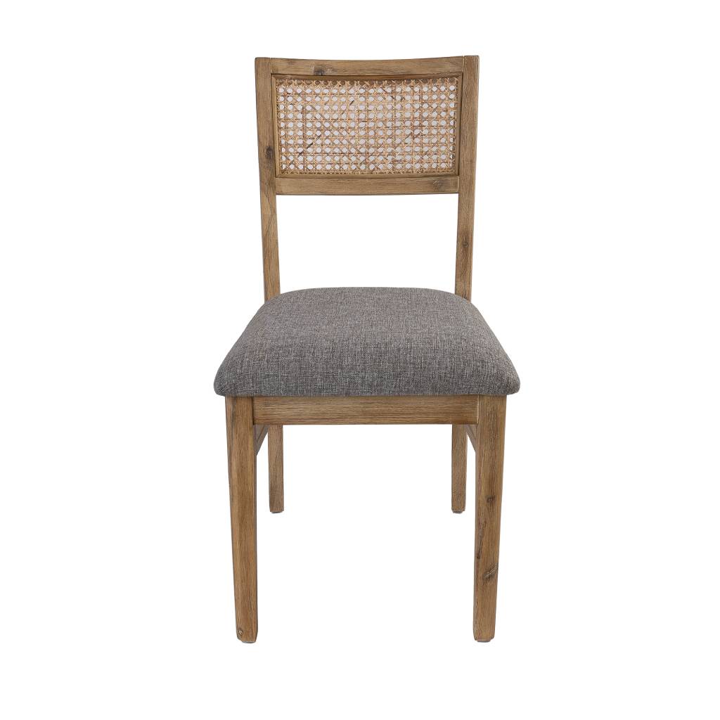 MOLLET SOLID ACACIA TIMBER/RATTAN DINING CHAIR BRUSHED SMOKE