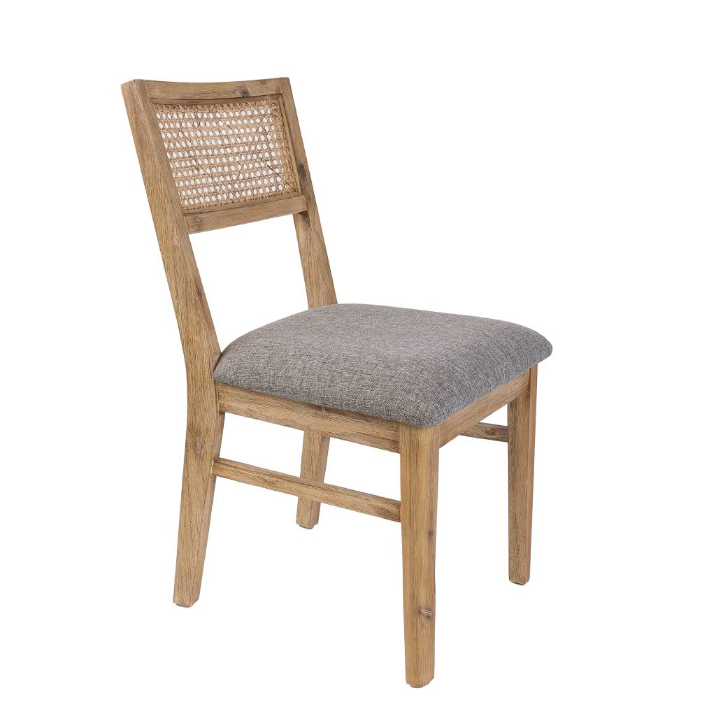 MOLLET SOLID ACACIA TIMBER/RATTAN DINING CHAIR BRUSHED SMOKE