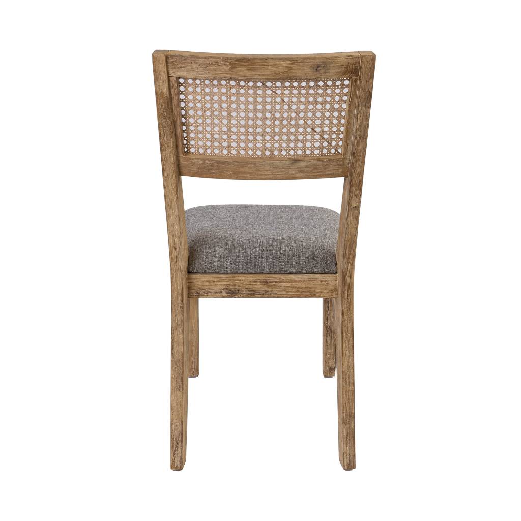 MOLLET SOLID ACACIA TIMBER/RATTAN DINING CHAIR BRUSHED SMOKE
