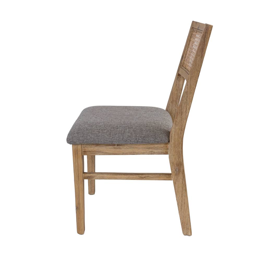 MOLLET SOLID ACACIA TIMBER/RATTAN DINING CHAIR BRUSHED SMOKE