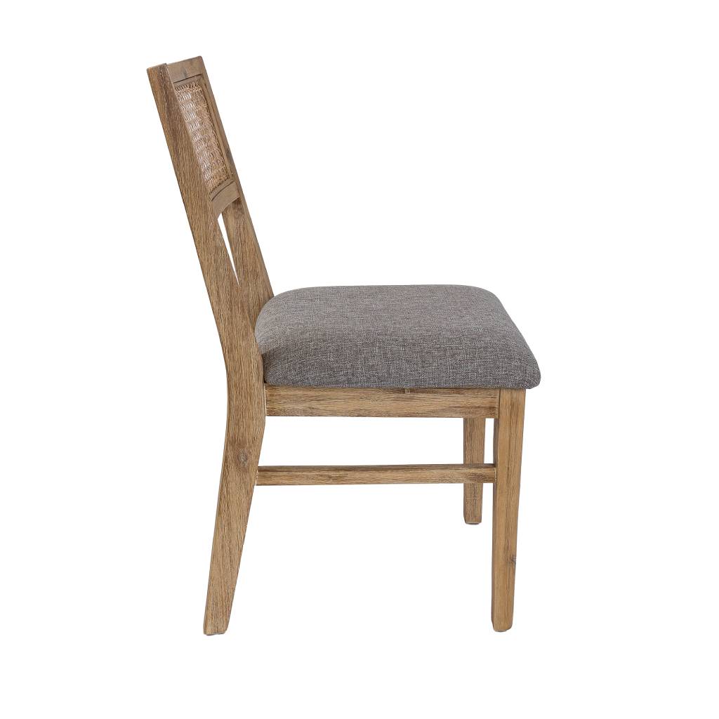 MOLLET SOLID ACACIA TIMBER/RATTAN DINING CHAIR BRUSHED SMOKE