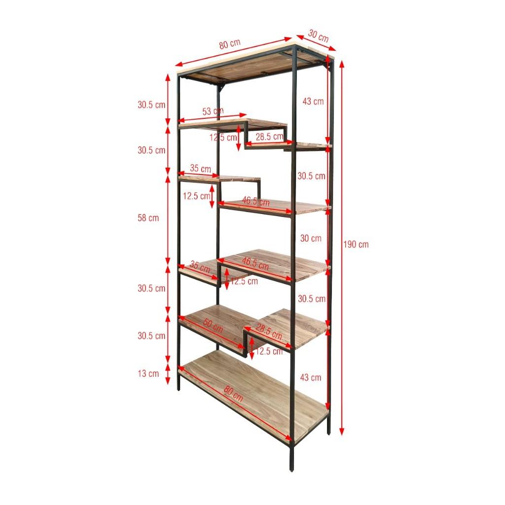GARBO STYLIST SLIM INDUSTRIAL BOOKCASE/DISPLAY UNIT NATURAL/BLACK - MyChocolateWood