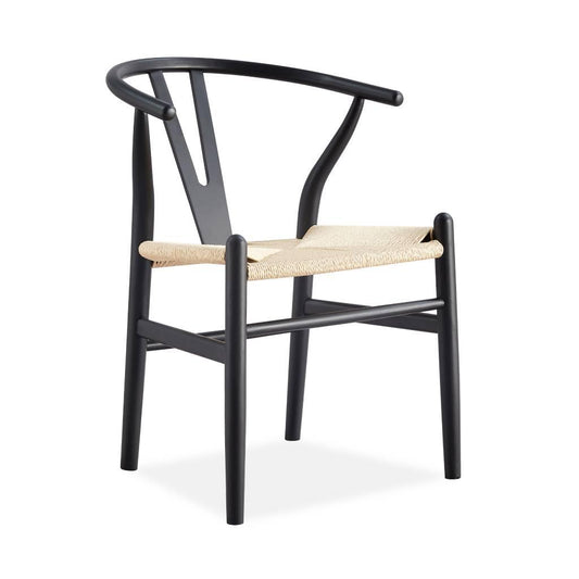 SOLID BEECHWOOD TIMBER WISHBONE CHAIR IN BLACK - MyChocolateWood