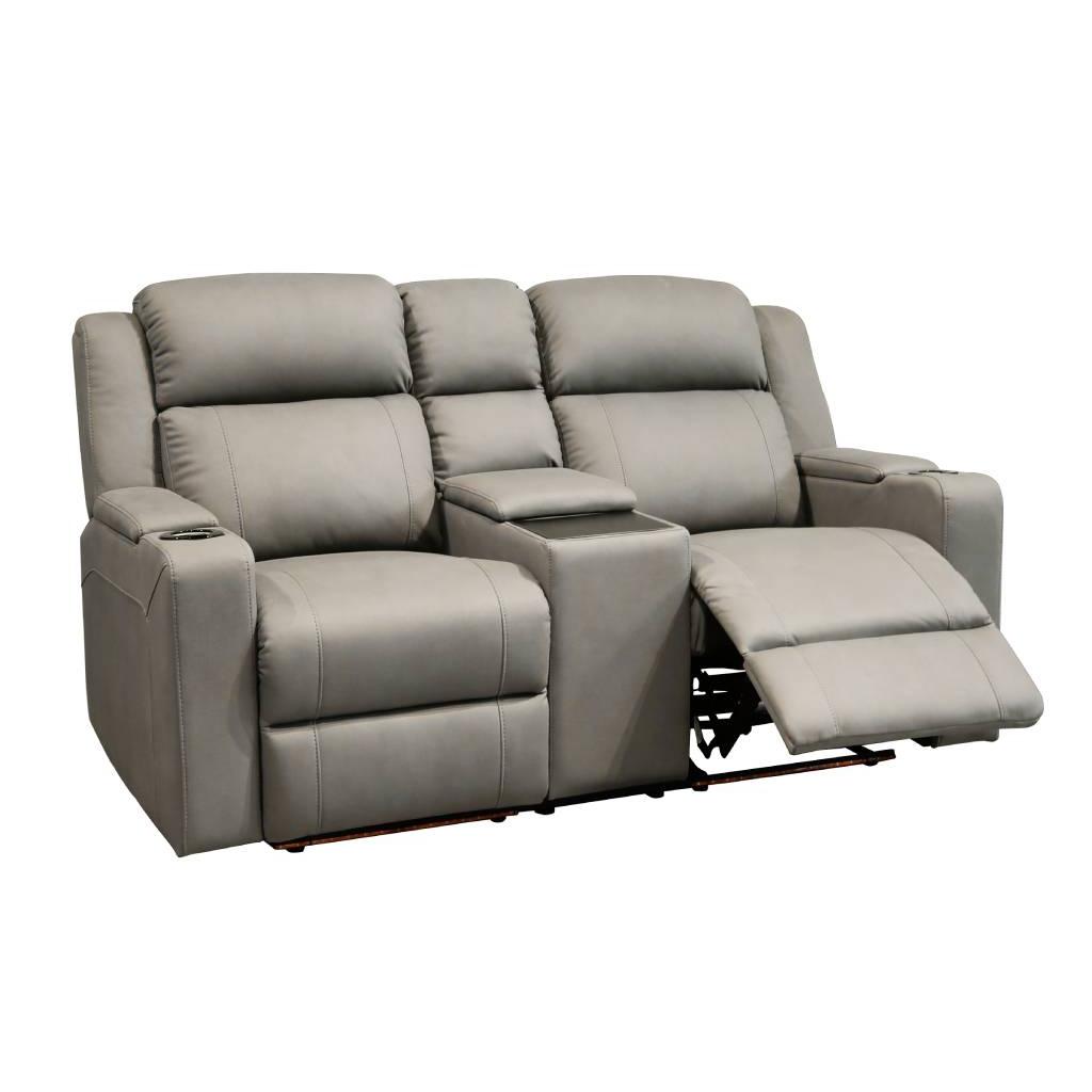 DORIA 2-SEATER RHINO SUEDE FABRIC ELECTRIC RECLINER IN GREY - MyChocolateWood