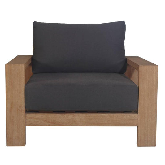 ALANYA HAMPTONS OUTDOOR ARMCHAIR/SOFA CHAIR EUCALYPTUS FRAME DARK CHARCOAL - MyChocolateWood