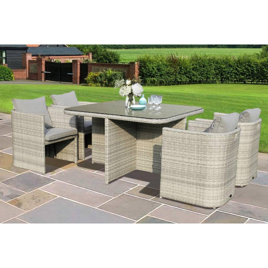 MARIELLA 5 PIECE WICKER BALCONY DINING SET 120CM