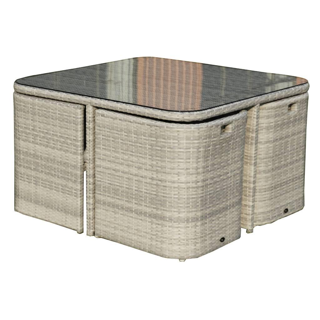MARIELLA 5 PIECE WICKER BALCONY DINING SET 120CM