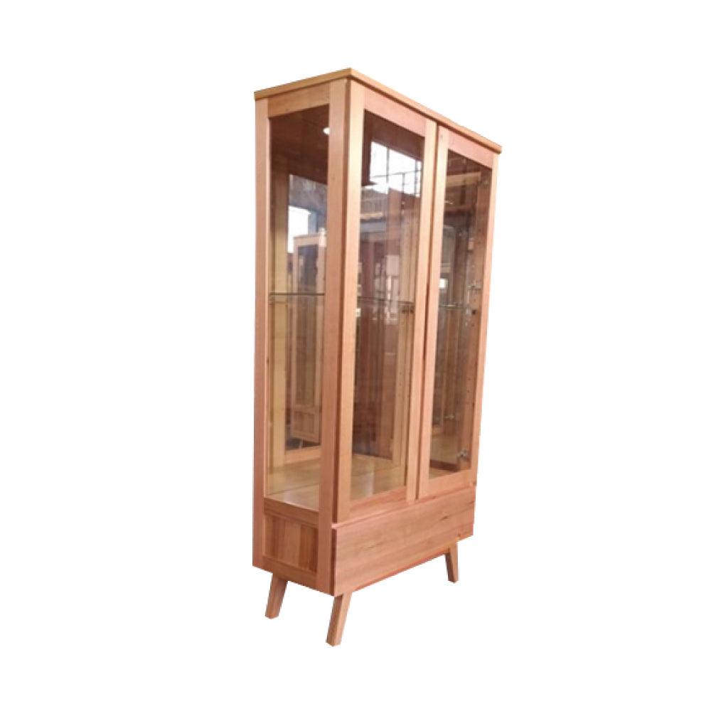 GRANVILLE DISPLAY CABINET IN SOLID TASSIE OAK & A CLEAR LACQUER FINISH - MyChocolateWood