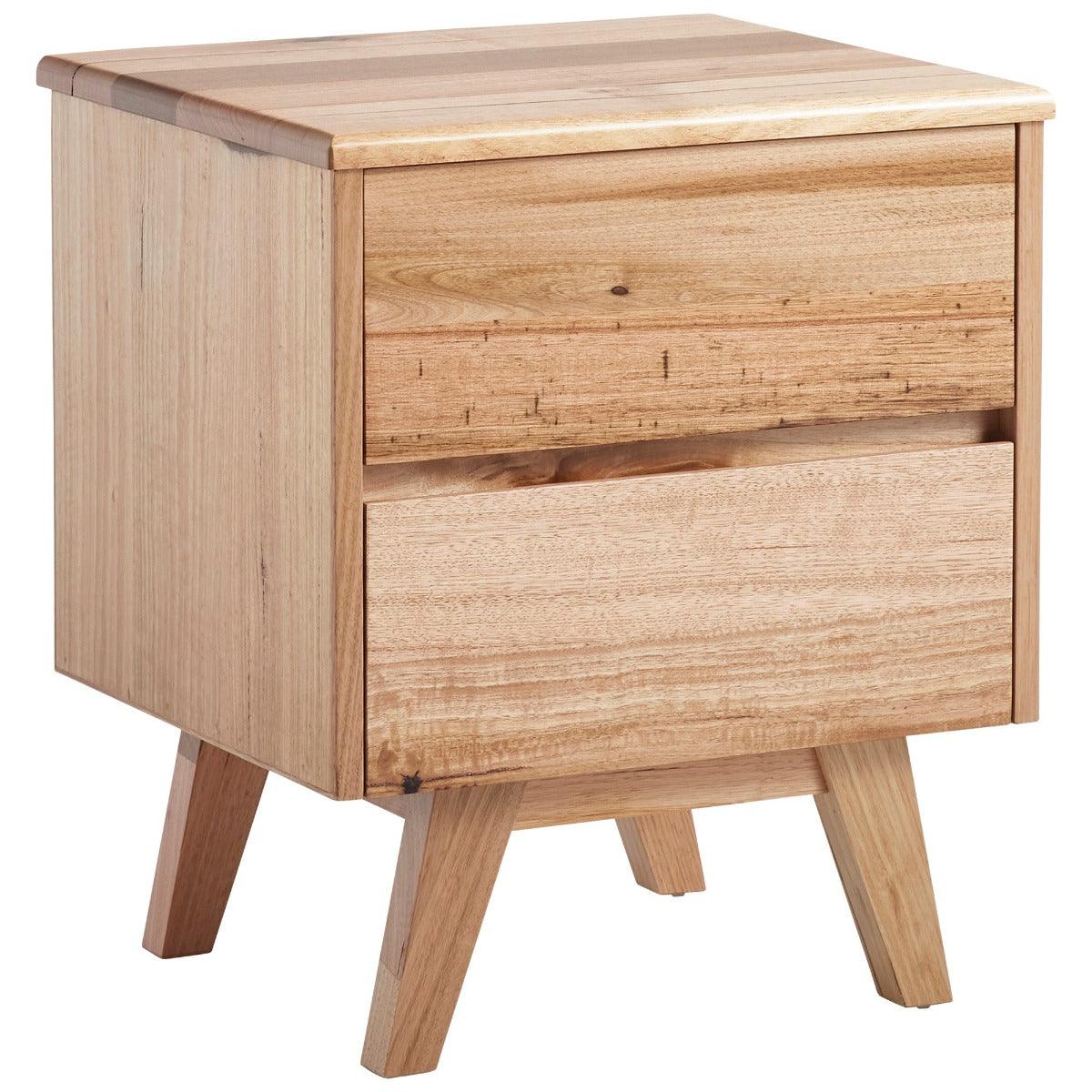 GRANVILLE TASSIE OAK 2 DRAWER BEDSIDE TABLE - MyChocolateWood