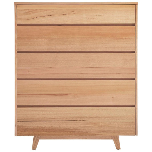 GRANVILLE TASSIE OAK 5 DRAWER TALLBOY CHEST OF 5 DRAWERS - MyChocolateWood