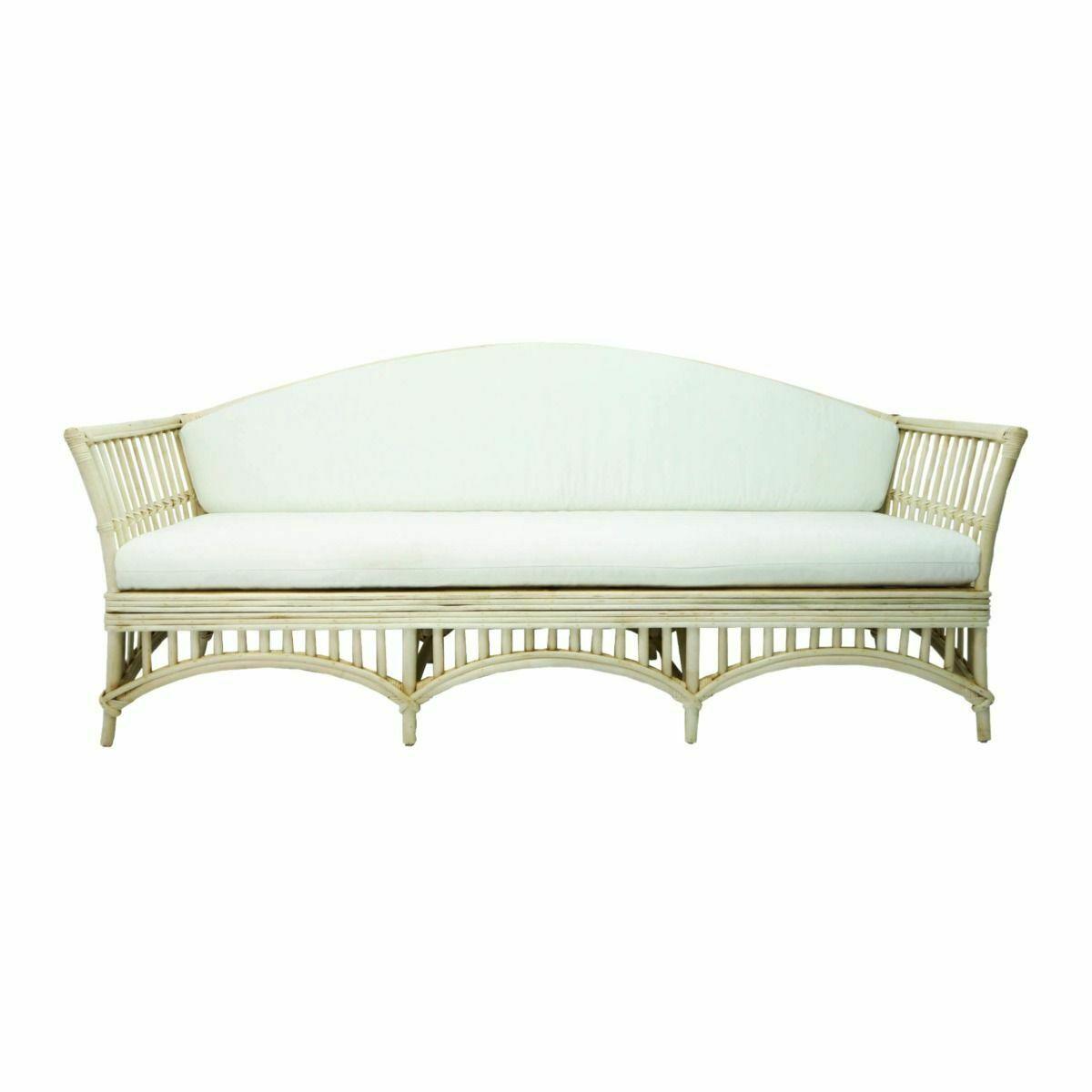 DENIZE NATURAL RATTAN 2.5 SOFA SETTEE COUCH NATURAL/ WHITE CUSHION - MyChocolateWood