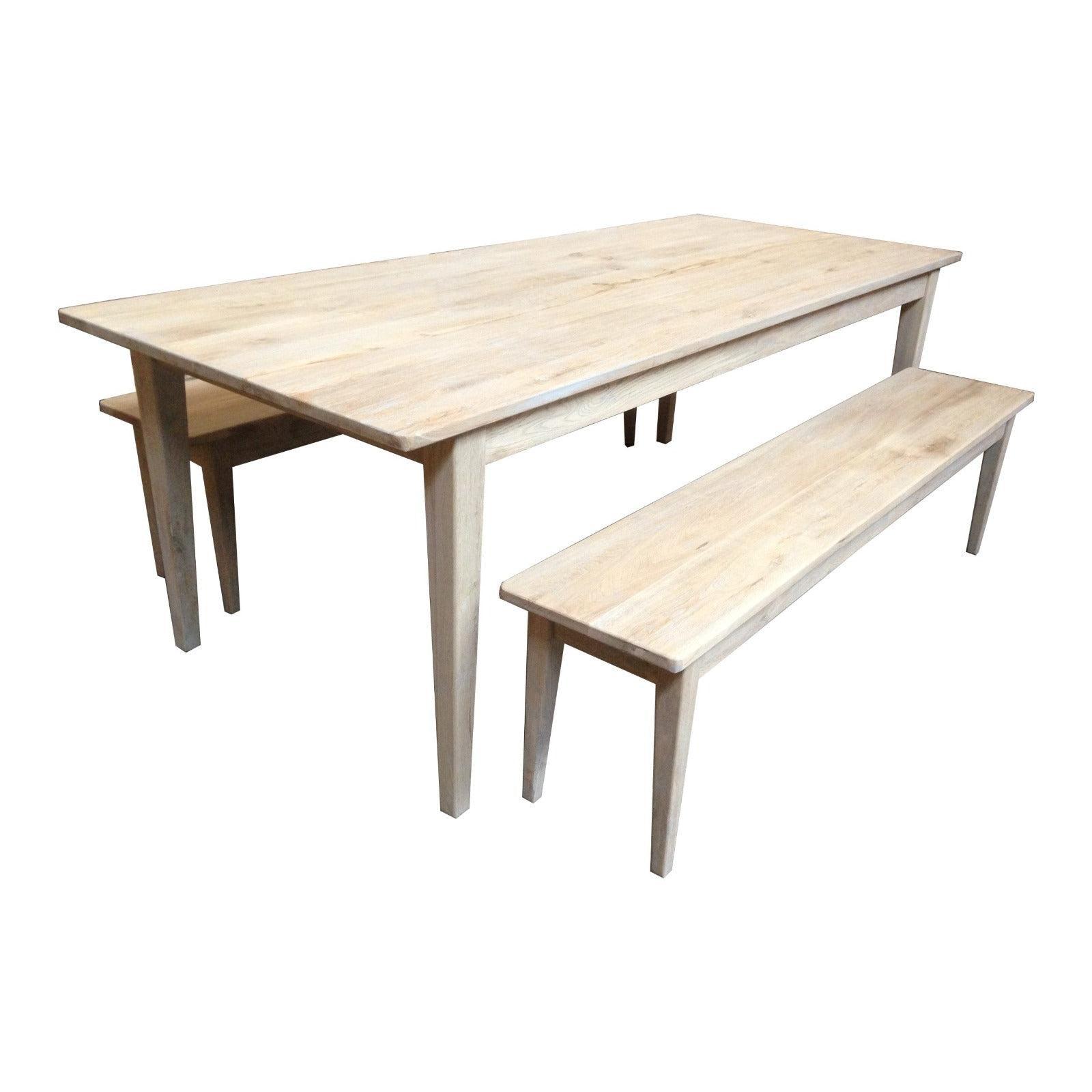 HAMPTON GREYWASHED OAK DINING BENCH 144CM - MyChocolateWood