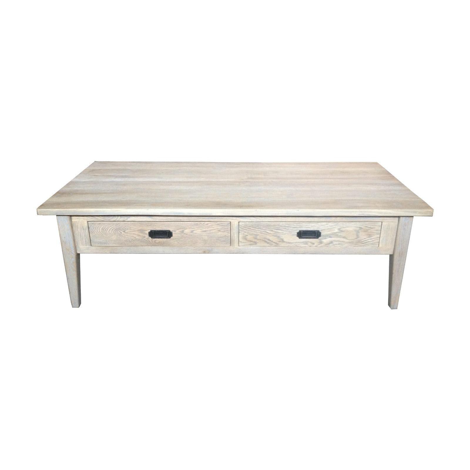 HAMPTON GREYWASHED OAK COFFEE TABLE 140CM - MyChocolateWood
