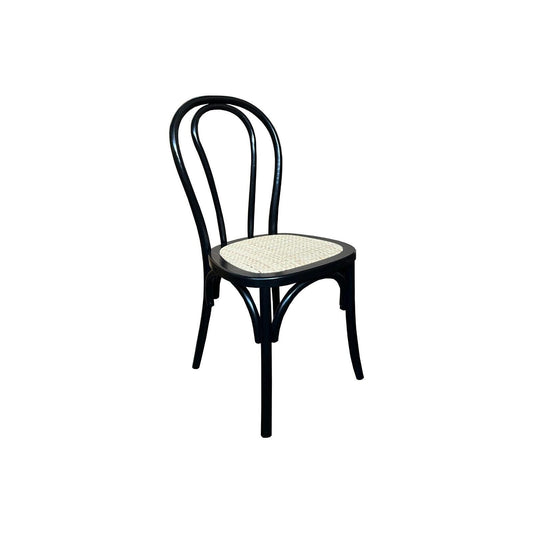 CRISTO BENTWOOD DINING CHAIR BLACK WITH RATTAN SEAT (NON-STACKABLE) - MyChocolateWood