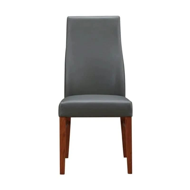 BOSTON TOP GRADE LEATHER DINING CHAIR GREY/BLACKWOOD LEGS