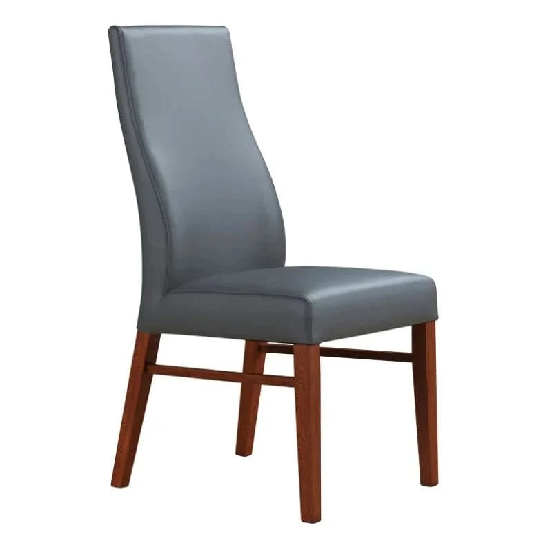 BOSTON TOP GRADE LEATHER DINING CHAIR GREY/BLACKWOOD LEGS