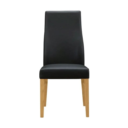 BOSTON TOP GRADE LEATHER DINING CHAIR BLACK/WHEAT LEGS