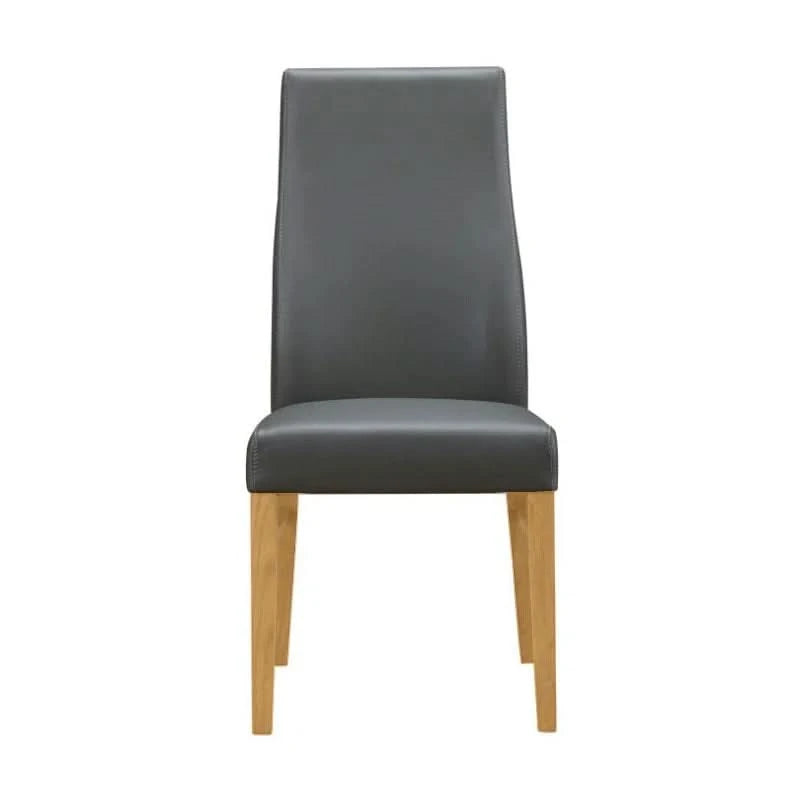 BOSTON TOP GRADE LEATHER DINING CHAIR GREY/WHEAT LEGS