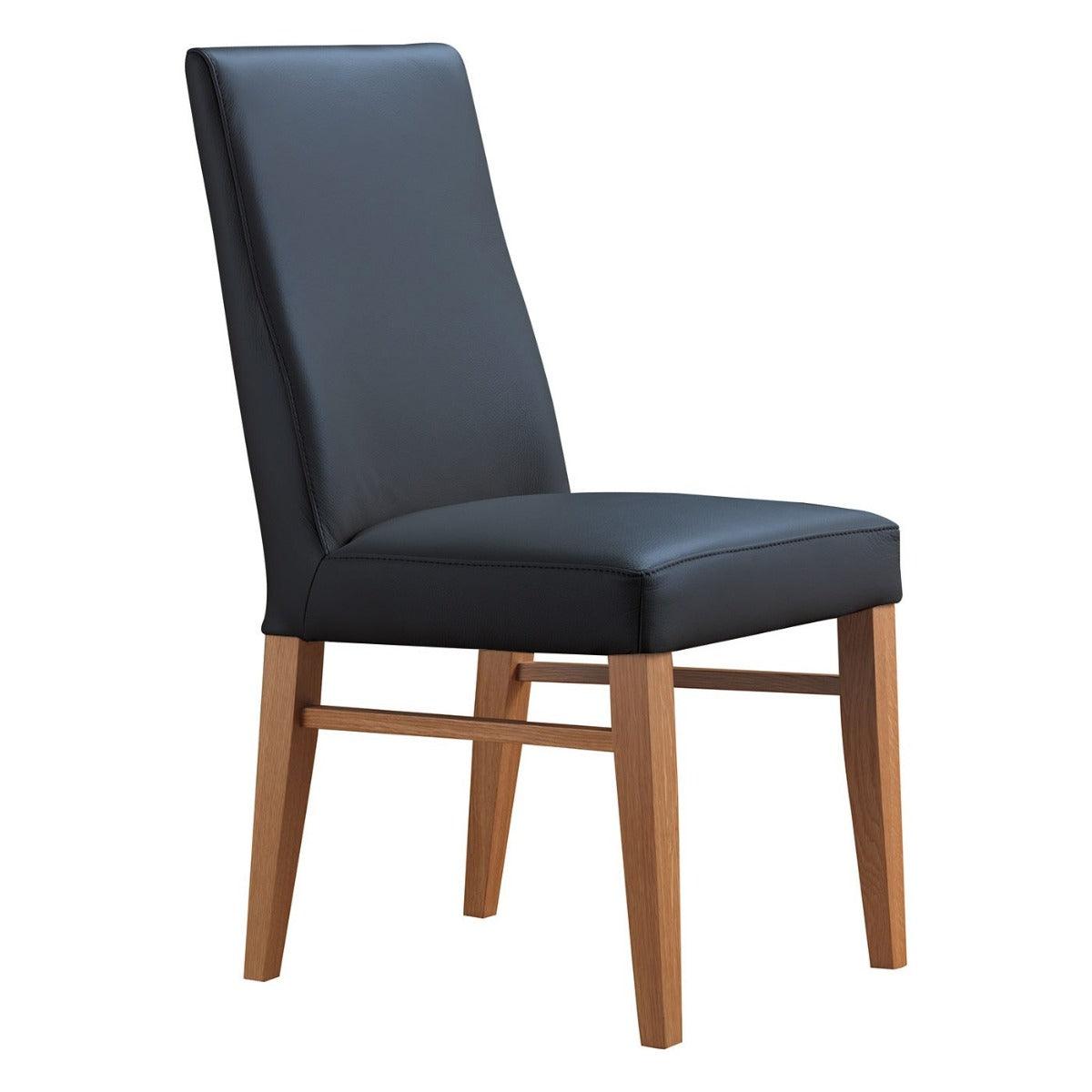 TERI TOP GRAIN LEATHER DINING CHAIR IN BLACK/BLACKWOOD