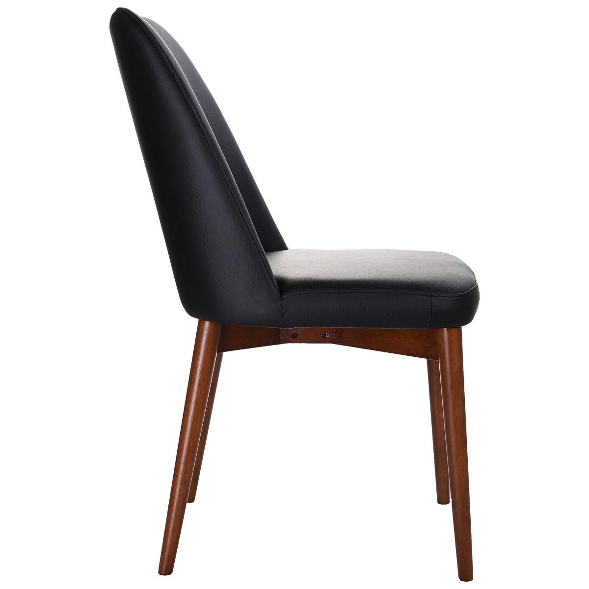GLADIS TOP GRAIN LEATHER DINING CHAIR IN BLACK/BLACKWOOD - MyChocolateWood
